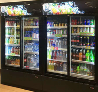 Système d'étagères à rouleaux à alimentation par gravité, refroidisseur de boissons à affichage frontal automatique avec poussoir réglable pour les boissons en bouteille dans les supermarchés