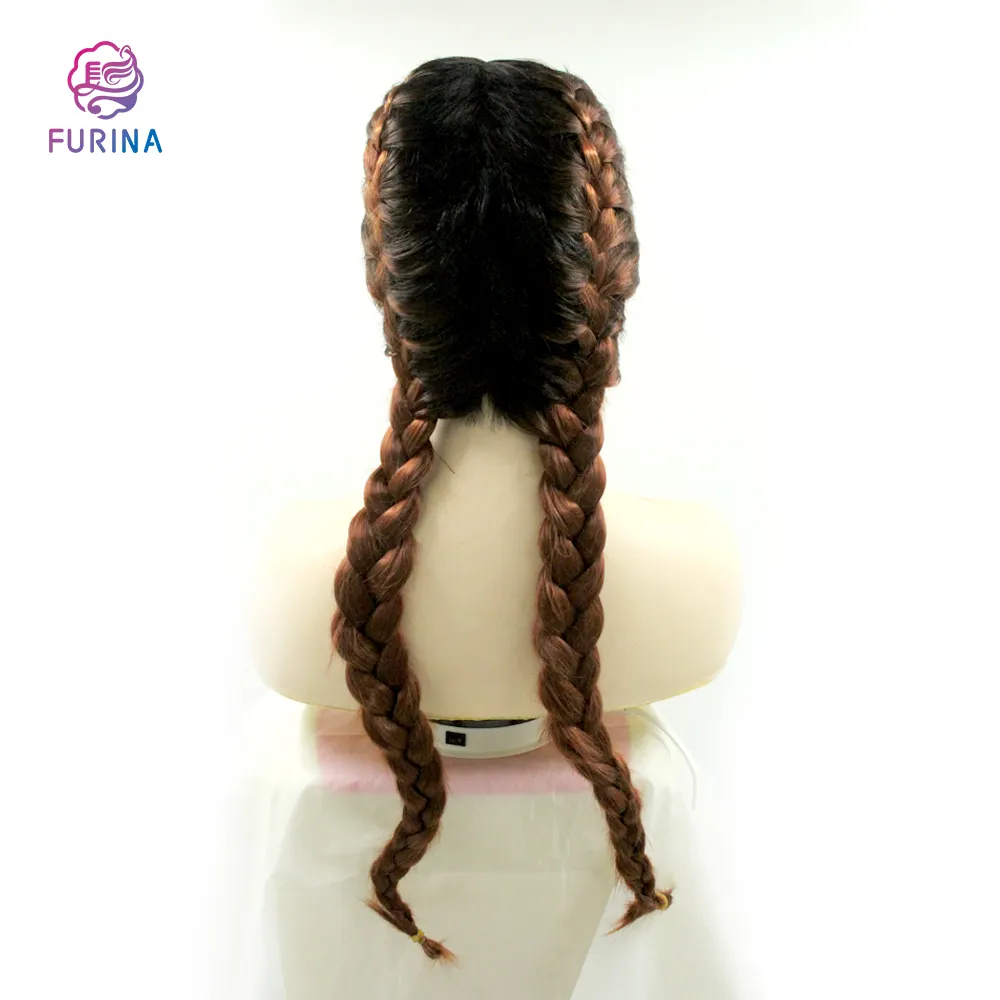 Hand made synthetic hair lace front braided wigs natural micro braided lace front wigs box braided lace wig