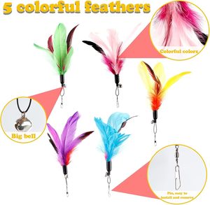 Entrega Rápida: Juguete para Gatos con Varita de Madera CFA, Plumas y Campana, Cabezal de Repuesto Extraíble y Duradero, Juguete para Rascar para Gatos - Product Image 3