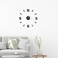 Sans cadre bricolage horloge murale 2D miroir horloges murales décor autocollant bricolage Quartz aiguille kit pour salon chambre bureau décor à la maison