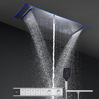 Ensemble de douche LED Bluetooth pour salle de bain 900*300 MM, pomme de douche LED encastrée au plafond, effet pluie et cascade, ensemble de douche thermostatique
