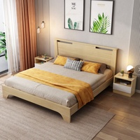 Ensemble de chambre à coucher moderne de luxe pour hôtel et appartement, avec lits double, queen et king size, tiroirs de rangement, cadres de lit en bois MDF et tête de lit lumineuse