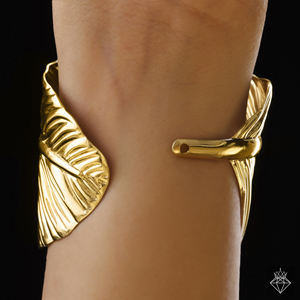 PRAO fait à la main en vrac bijoux de mode pour les femmes taille réglable feuille d'or Bracelet Bracelet Anti-ternissement plaqué or laiton - Product Image 4