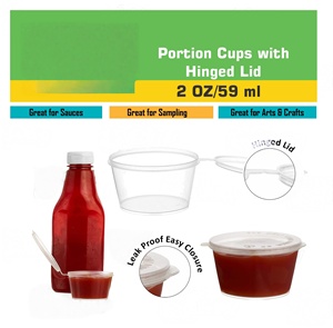Gobelet à sauce en plastique avec couvercle à charnière 1oz 1.1oz 1.5oz 2oz 2.5oz 3oz 3.5oz 4oz 5oz Contenant alimentaire pour condiments - Product Image 4