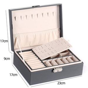 2 Layers Pu <b>Leather</b> Jewelry Storage Box Jewelry Storage Organizer Box for Earring Ring Necklace <b>Bracelets</b> - Product Image 5