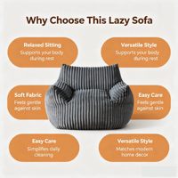 Fauteuil de relaxation moderne en velours côtelé large, canapé surdimensionné avec accoudoirs pour la lecture, les jeux et la chambre