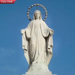 大型屋外宗教手彫り大理石聖母マリア彫刻像販売