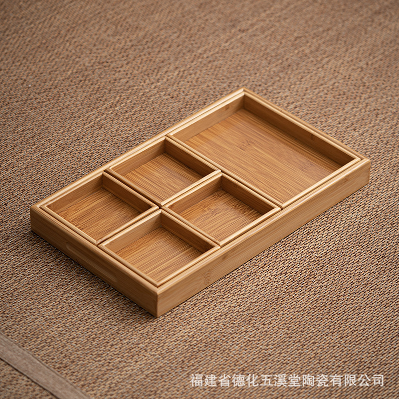 Bamboo Tea and Snack Plate Set (6 Pieces) [Original Bamboo Color]