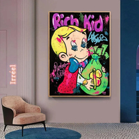 Affiche Graffiti Décorative pour Maison Moderne POP Toile Art Prints Rich Man Street Wall Art Peinture Chambre à coucher Art Déco Cartoon Style