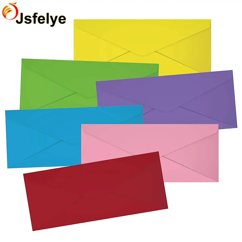 Envelopes com aba em v colorido, 4-1/8x9-1/2 polegadas #10 letras de voz de escritório de férias