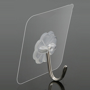 Transparent <b>Adhesive</b> Wall <b>Hook</b> With Flower Base For Kitchen Bathroom Storage - Product Image 1