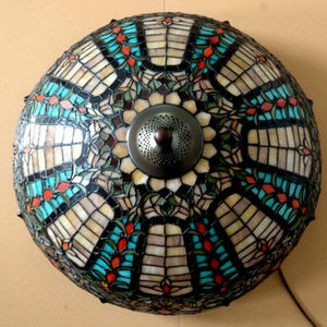 Lampe sur pied LED de style Tiffany avec abat-jour en verre coloré motif glycine violette pour hôtel et décoration intérieure - Product Image 5