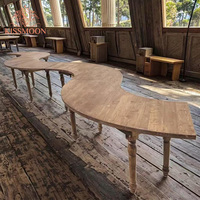 Table de salle à manger en bois de pin massif, forme ronde, forme en S, forme ondulée, pour la location d'événements de mariage