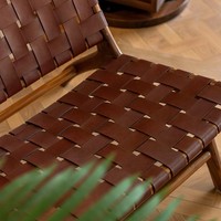 Fauteuil simple en bois massif de style nordique, vintage, minimaliste et moderne, avec assise en corde tressée, pour usage domestique, style mi-siècle, décontracté pour balcon