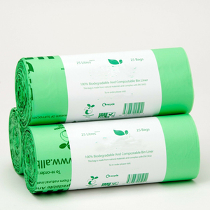 Flat top corn starch trash bag eco friendly plastic bags home compostable bin liners