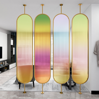 Paravent de luxe en acier inoxydable Homedeco, cloison transparente courbe, écran pliant Art Déco pour salle à manger, salon, hôtel