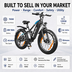 Vélo de montagne électrique VARUN Factory 250W 25km/h, pneus larges 26 pouces, autonomie 120km, entrepôt UE/Royaume-Uni, MOQ 1 pour les détaillants - Product Image 3