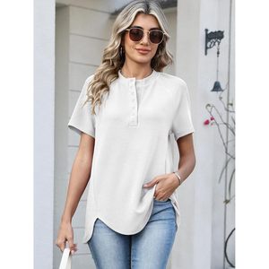 Blusa Informal Holgada de Manga Corta con Botones Delanteros y Tejido Waffle para Mujer, Transpirable, Primavera-Verano 2026, Marca FOXA - Product Image 4