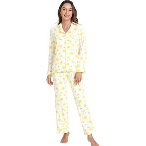 Conjunto de pijama de viscosa de bambú personalizado para mujer, ropa de dormir suave con botones y bolsillos, ropa de estar de manga larga, tallas S a XXL - Product Image 1