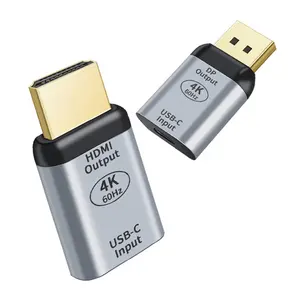Konverter DP Kompatibel USB Tipe C Ke HDMI, Adaptor USB Tipe C Ke HDMI 4K 60Hz 3D, Konverter Wanita KE Pria untuk MACBook Pro Air Laptop Ponsel
