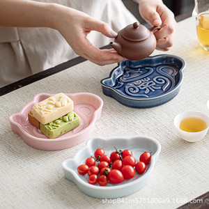 Plateau en céramique pour théière, imprimé lettres, plat de service en porcelaine pour fête du thé, plateau à fruits - Product Image 4