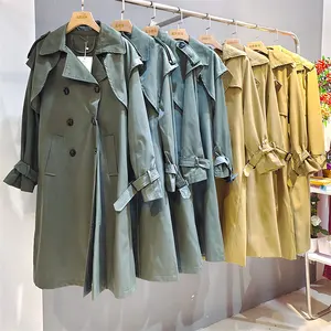 Autumn and winter anti-season temperament mid-length trench coat used discount women's clothing stock wholesale