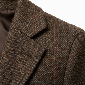 Ensemble <span class=keywords><strong>tailleur</strong></span> <span class=keywords><strong>pantalon</strong></span> pour femme, coupe droite, blazer à revers crantés, <span class=keywords><strong>pantalon</strong></span> droit, motif écossais en tweed, personnalisable avec logo - Product Image 2