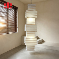Lustre suspendu rectangulaire irrégulier à sept couches en papier, luminaire créatif pour salle à manger, éclairage d'ambiance doux