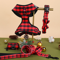 Ensemble de harnais pour chien personnalisé de marque privée, anti-traction, pour Noël, avec laisse et collier ajustables pour chiot