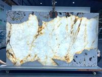 Dalles d'onyx de luxe en quartzite translucide Onyx Patagonia 337 x 199 cm, panneau mural moderne pour salon