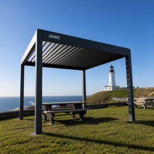 Pergola en aluminium Jiake 6063-T5 avec toit à lames motorisées pour jardin, patio, espace extérieur, gazebo, pavillon - Product Image 1