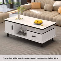 Nouvelle table basse moderne de style chinois en verre trempé avec plateau en panneau composite et espace de rangement pour salon et usage domestique
