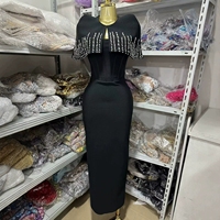 Robe longue moulante à épaules dénudées avec bande de cristaux pour femme, robe de soirée