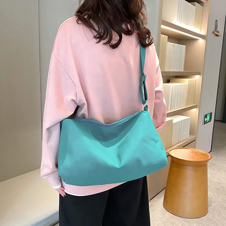 TOP Design Women Canvas Shoulder Bag Hobo Large Casual Crossbody Handbag Sports Tote Bag With Zipper