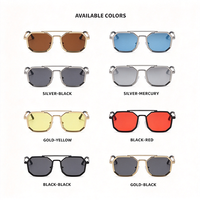 Lunettes de soleil tendance pour homme, style industriel vintage, monture octogonale avec double pont, protection UV, pour la conduite, les activités de plein air et le quotidien