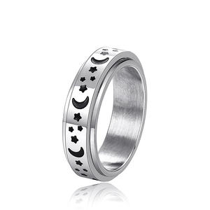 Anello in Acciaio Inossidabile con Motivo a Stella DJ058, Anello Girevole Unisex Moderno, Gioiello alla Moda - Product Image 2