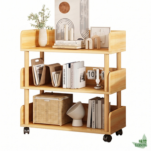 Étagère mobile autoportante <span class=keywords><strong>à</strong></span> 3 niveaux avec garde-corps latéral et <span class=keywords><strong>roulettes</strong></span> verrouillables, anti-chute et facile <span class=keywords><strong>à</strong></span> déplacer, pour utilisation en baie vitrée, chariot de rangement décoratif - Product Image 6