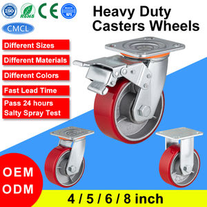 CMCL 5 Zoll <span class=keywords><strong>6</strong></span> Zoll 150MM Verriegelbare Lenkrolle Hochbelastbare Polyurethan auf Gusseisen Industrielle Schwenkrolle PU-Trolley-Rad - Product Image 1