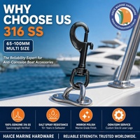 Mousqueton pivotant en acier inoxydable 316 pour usage marin, 65 mm, 72 mm, 82 mm, 91 mm, 100 mm, accessoires de plongée sous-marine, de yacht et de bateau