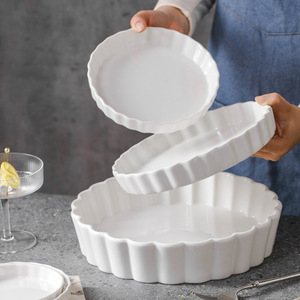 Plato para Tartas de Cerámica Eastern Rock, Resistente a Altas Temperaturas, Molde para <span class=keywords><strong>Hornear</strong></span> Duradero para Uso Doméstico, Seguro para Comida Occidental, Dim Sum, Plato Hondo - Product Image 3