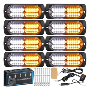 8 adet 24 LED Amber beyaz acil durum elektronik flaşı kamyon yüzey montaj yan yanıp sönen Marker Grille tehlike uyarı işığı