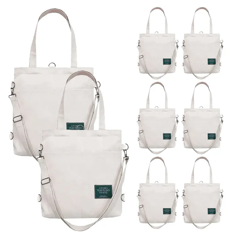 New Pocket Large Capacity Multifunctional Shopping Bag Dual-purpose Tutorial Bag Custom Printed Cotton Canvas Tote Bag