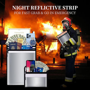 耐火ドキュメントバッグ2ポケットシルバー耐火バッグ反射ストリップ付き防水および耐火バッグドキュメント用 - Product Image 4