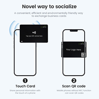 Carte PVC NFC personnalisée noire NFC213 / 215 / 216 13,56 MHz, surface mate, code QR imprimé, carte de visite RFID