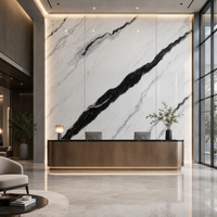 Dalle en pierre frittée Bold Panda White 1600x3200mm, aspect marbre noir et blanc à fort contraste, carrelage en porcelaine pour mur d'accentuation