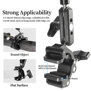 Bras magique en aluminium de 22 pouces 360 double tête sphérique 1/4 fils montage au plafond caméra téléphone articulé accessoires de Studio <span class=keywords><strong>Photo</strong></span> - Product Image 4