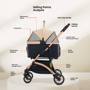 ओम फोल्डेबल वाटरप्रूफ पालतू ट्रॉली कुत्ते बिल्ली वाहक बैकपैक हटाने योग्य 4-पहिया रोलिंग व्हील एयरलाइन - Product Image 3