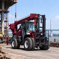 Chariot élévateur tout-terrain diesel 3,5T-8T avec grue, charge nominale 20m, flèche télescopique, 4x4, équipement de levage monté sur fourche