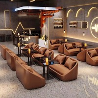Meubles commerciaux modernes en cuir/métal pour restaurant, bar, bistrot, café : combinaison canapé, table et chaises murales