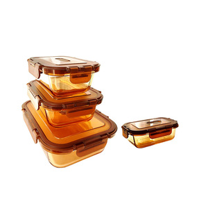Boîte à lunch bento en verre borosilicate résistant à la chaleur, utilisable au micro-ondes, avec couvercle en PP et joint en silicone - Product Image 2
